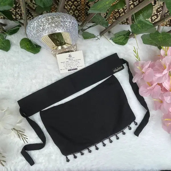 Black Saudi Niqab with Beads HB-2 – Double Georgette Fabric by Hijabiyana