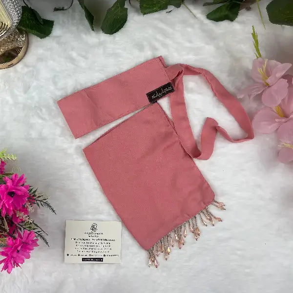 Candy Pink Saudi Niqab with Beads HB-14 – Double Georgette Fabric by Hijabiyana