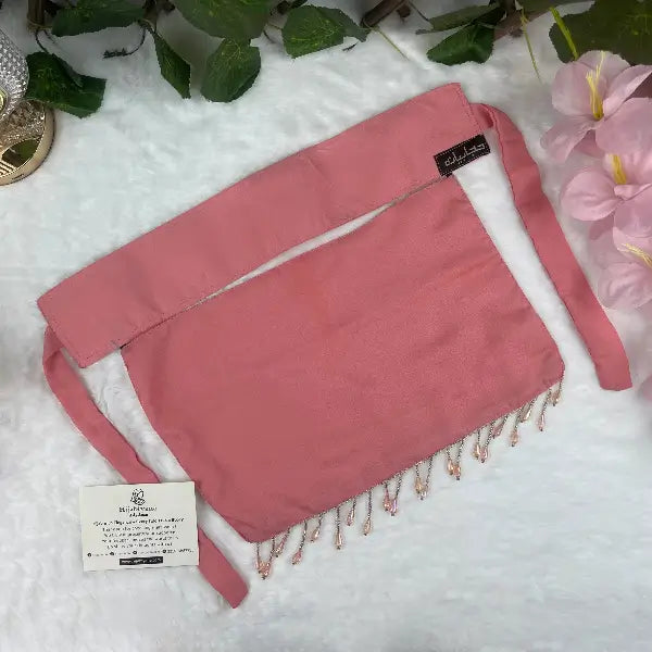 Candy Pink Saudi Niqab with Beads HB-14 – Double Georgette Fabric by Hijabiyana