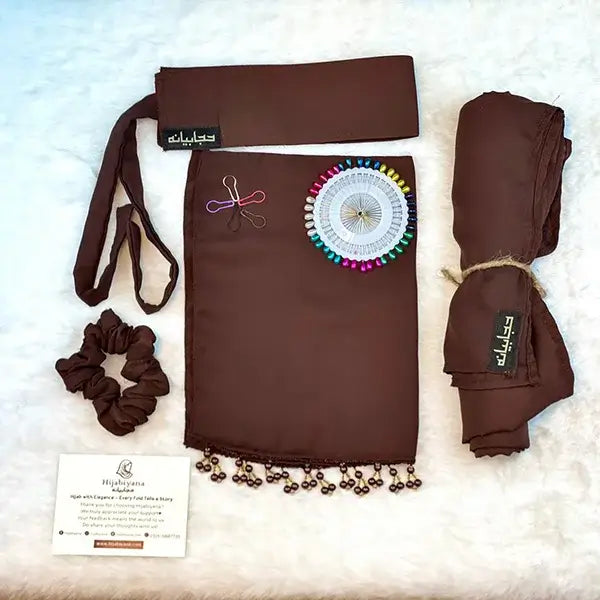Chocolate Brown Saudi Niqab With Beads Set HB-48 – Hijabiyana