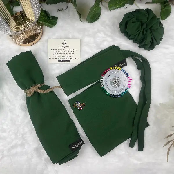 Dark Green Saudi Niqab Set HB-19 – Double Georgette Fabric by Hijabiyana