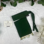 Dark Green Saudi Niqab With Beads HB-18 – Double Georgette Fabric by Hijabiyana