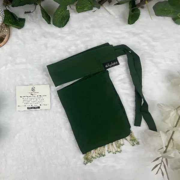 Dark Green Saudi Niqab With Beads HB-18 – Double Georgette Fabric by Hijabiyana