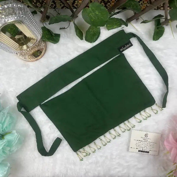 Dark Green Saudi Niqab With Beads HB-18 – Double Georgette Fabric by Hijabiyana