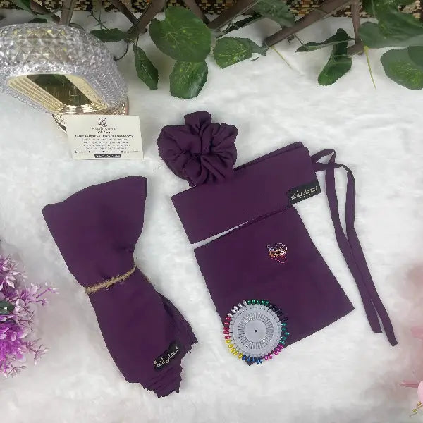 Dark Purple Saudi Niqab Set HB-39 – Double Georgette Fabric by Hijabiyana