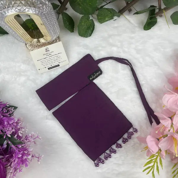 Dark Purple Saudi Niqab with Beads HB-38 – Double Georgette Fabric by Hijabiyana