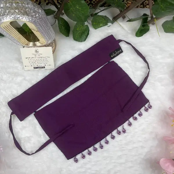 Dark Purple Saudi Niqab with Beads HB-38 – Double Georgette Fabric by Hijabiyana