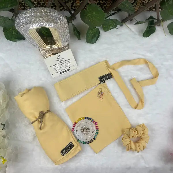 Light Yellow Saudi Niqab Set HB-35 – Double Georgette Fabric by Hijabiyana