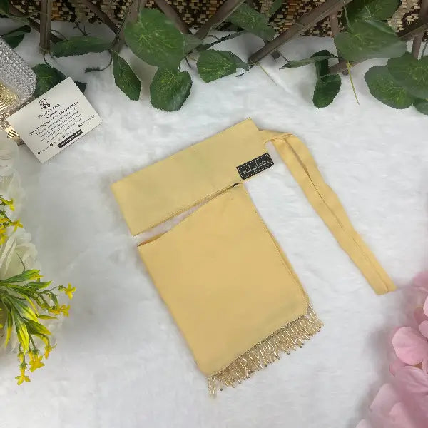 Light Yellow Saudi Niqab With Beads HB-34 – Double Georgette Fabric by Hijabiyana