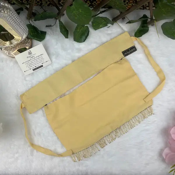 Light Yellow Saudi Niqab With Beads HB-34 – Double Georgette Fabric by Hijabiyana