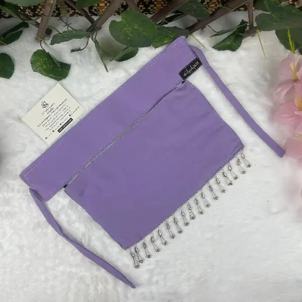 Lilac Saudi Niqab with Beads HB-6 – Double Georgette Fabric by Hijabiyana