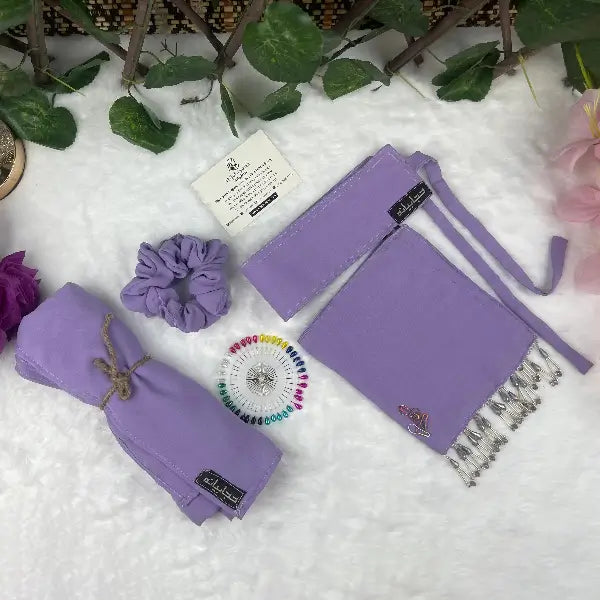 Lilac Saudi Niqab with Beads Set HB-8 – Double Georgette Fabric by Hijabiyana