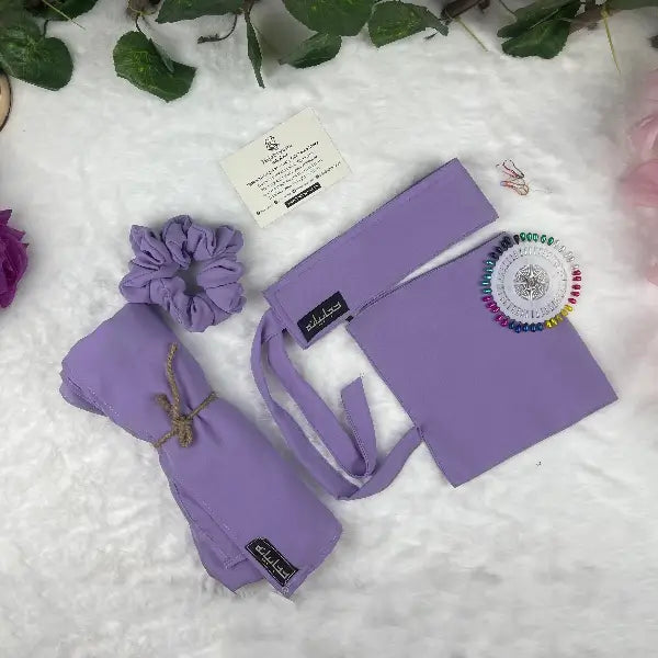 Lilac Saudi Niqab Set HB-7 – Double Georgette Fabric by Hijabiyana