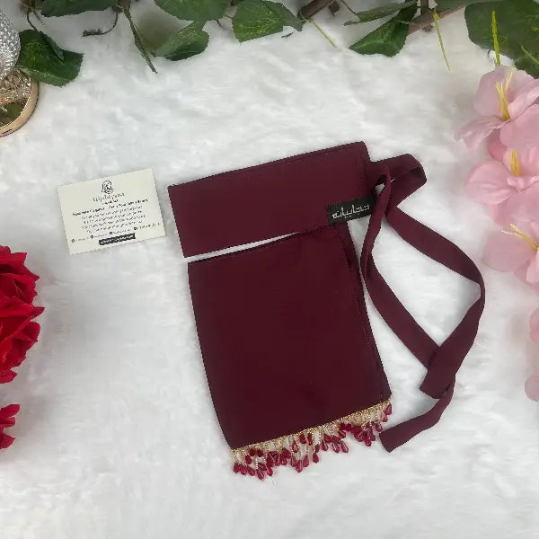 Mehroon Saudi Niqab with Beads HB-10 – Double Georgette Fabric by Hijabiyana