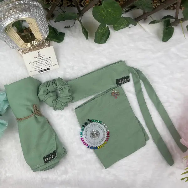 Mint Saudi Niqab Set HB-27 – Double Georgette Fabric by Hijabiyana