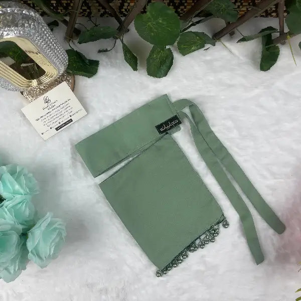 Mint Saudi Niqab With Beads HB-26 – Double Georgette Fabric by Hijabiyana