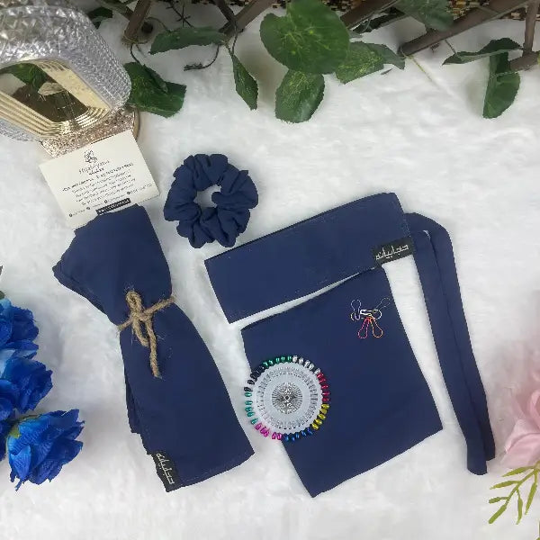 Navy Blue Saudi Niqab Set HB-31 – Double Georgette Fabric by Hijabiyana