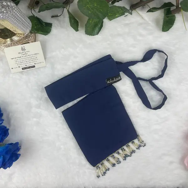 Navy Blue Saudi Niqab With Beads HB-30 – Double Georgette Fabric by Hijabiyana