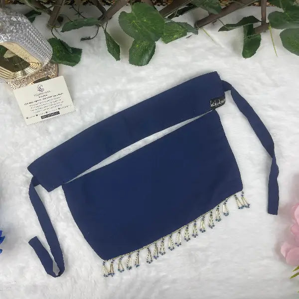 Navy Blue Saudi Niqab With Beads HB-30 – Double Georgette Fabric by Hijabiyana