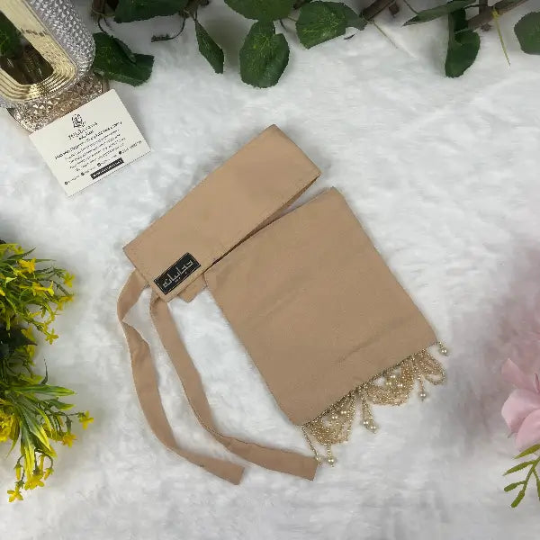 Nude Saudi Niqab With Beads HB-22 – Double Georgette Fabric by Hijabiyana