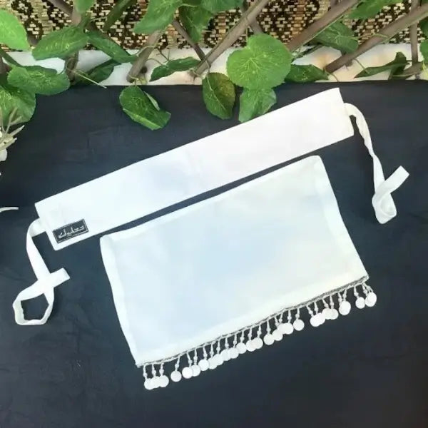 White Saudi Niqab with Beads HB-42 – Double Georgette Fabric by Hijabiyana